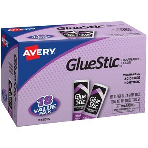 Avery Glue Stick, Disappearing Purple Color, 0.26 oz., Washable, Nontoxic, 18 Permanent Glue Sticks (98079) - 1 of 4