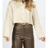 Women's CROPPED SILKY BUTTON BLOUSE - Mimosa - 4 of 4