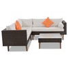 Nestfair 4pc Wicker Outdoor L-Shaped Sectional Sofa Set with Beige Cushions Brown - 3 of 4