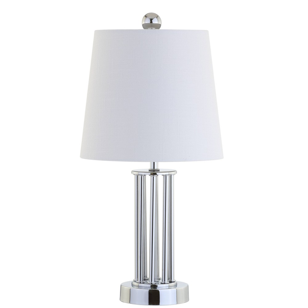 Photos - Floodlight / Street Light 18" Metal Lillian Mini Table Lamp: Chrome Base, White Linen Shade - JONATH