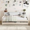 MAYEERTY Twin Size Upholstered Platform Bed, Storage Drawers, Bedroom, Beige - 4 of 4