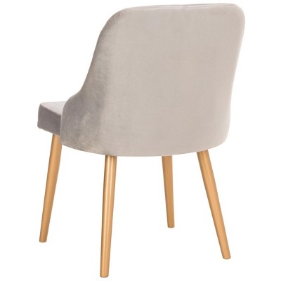 Lulu Grey Velvet Upholstered Side Chair with Gold Legs