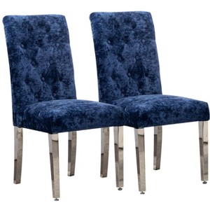 Lyngins Modern Dining Chairs with Curved Backrest,Upholstered Kitchen Chairs Set of 2 with Steel Legs,Chenille Chairs for Dining Room,Kitchen - 1 of 4