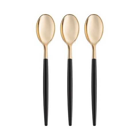 Smarty Had A Party Gold with Black Handle Moderno Disposable Plastic Dinner Spoons (240 Spoons) - image 1 of 1