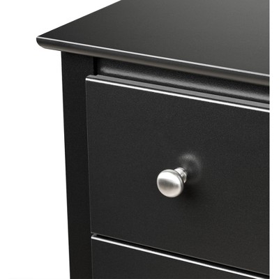 Black 3-Drawer Modern Nightstand with Nickel Knobs
