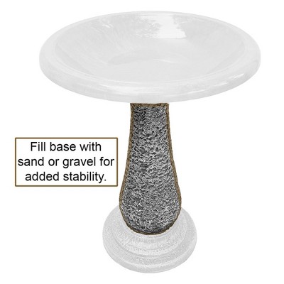 Cool Gray Fiber Clay Birdbath with Textured Stand
