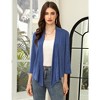 WhizMax Women's Casual 3/4 Sleeve Tie Open Front Cardigans Sheer Draped Ruffles Cardigan Navy Blue XXL - 2 of 4