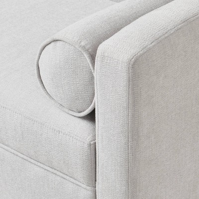 Gray Upholstered Lawson Bench with Bolster Pillows