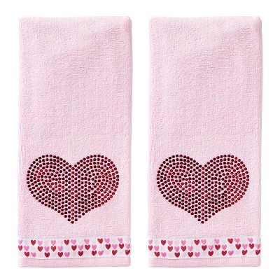 2pk Full of Love Hand Towel Set Pink - SKL Home