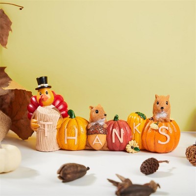 Joyfy Thanksgiving Resin Pumpkin Turkey Figurines Tabletop Centerpiece ...