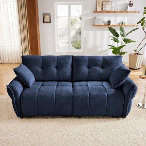 2 Seater Modern Chenille Sofa with High-Resilience Foam Cushions, Tufted Upholstered Sofa Couch, Contemporary Loveseat with Wood Base-Koiai - 1 of 4