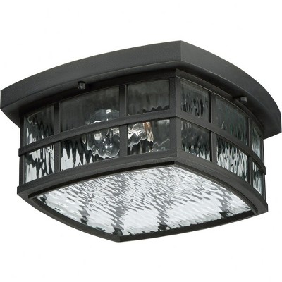Mystic Black Coastal Armour Outdoor Flush Mount Light with Clear Water Glass