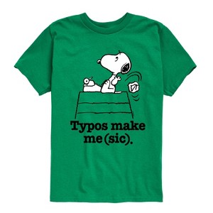 Boys' - Peanuts - Snoopy Typos Make Me Sic Short Sleeve Graphic T-Shirt - 1 of 4