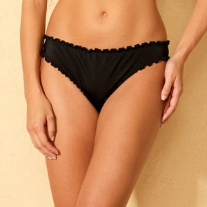 Women's Ruffle Edge Cheeky Coverage Bikini Bottom - Shade & Shore™ Black - 1 of 4