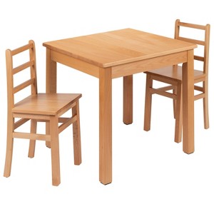 Emma and Oliver Kids Natural Solid Wood Table and Chair Set for Classroom, Playroom, Kitchen - 1 of 4