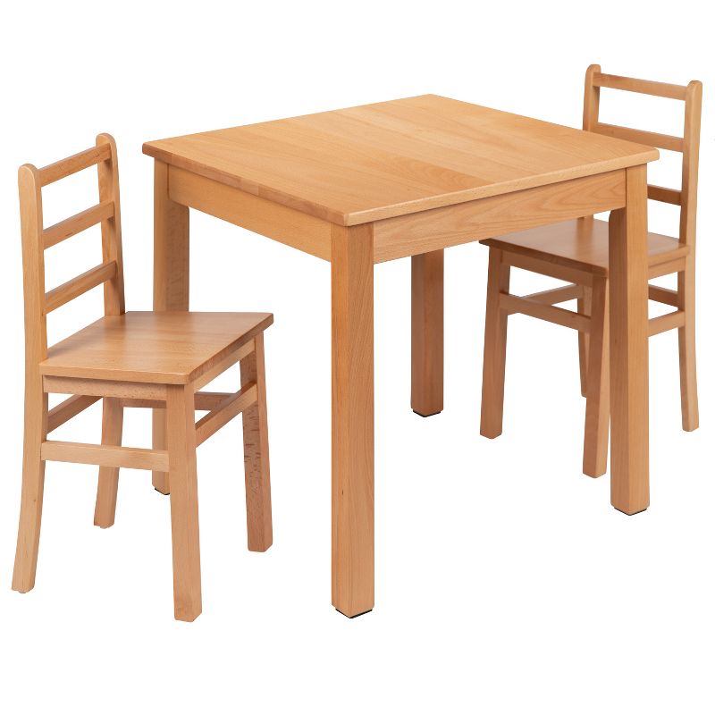 Emma and Oliver Kids Natural Solid Wood Table and Chair Set for Classroom, Playroom, Kitchen, 1 of 10
