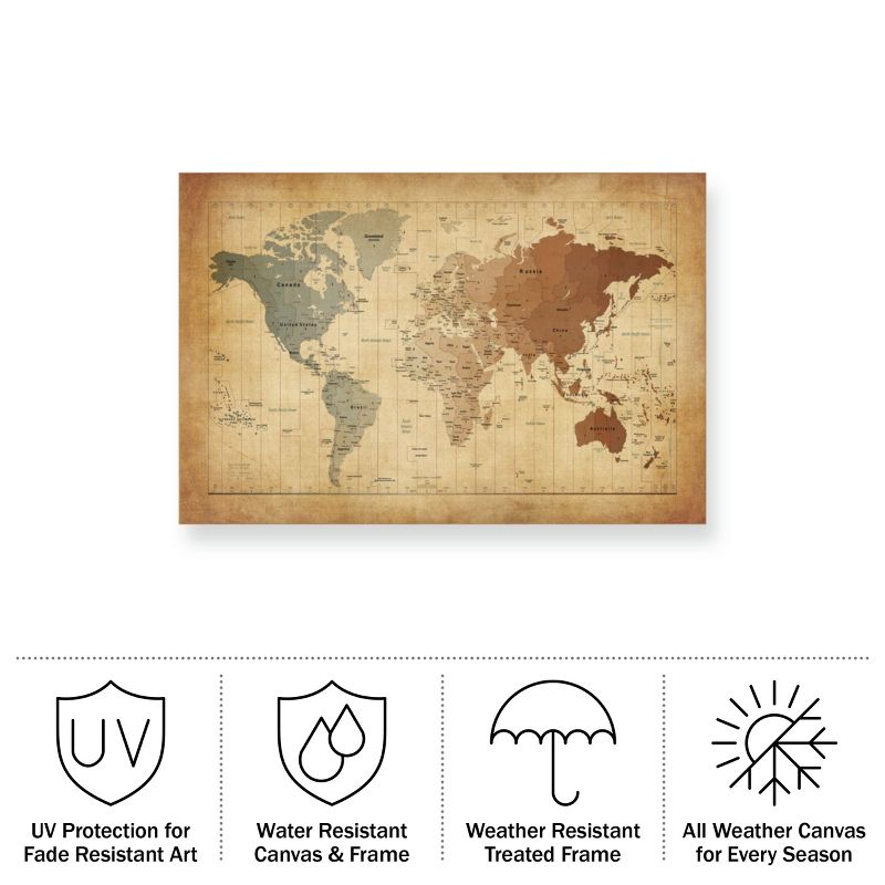 "Time Zones Map of the World" Outdoor All-Weather Wall Decor, 3 of 8