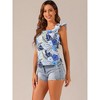 Allegra K Women's Tropical Floral Printed Square Neck Ruffle Sleeve Tank Top - 2 of 4