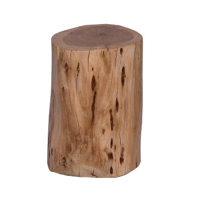 The Urban Port 17" Accent Stump Stool End Table Live Edge Acacia Wood Log with Grain and Knot Details Natural Brown