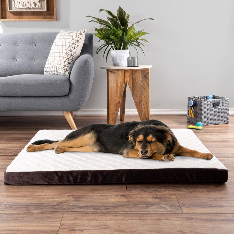Dog Bed - Egg Crate Style Bamboo Charcoal Infused Foam Pet Bed with Plush Cover - 44x35-Inch Dog Bed for Large Dogs up to 100lbs by PETMAKER (Brown), 2 of 9