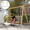 Resenkos 3-Seat Wooden Swing Stand, Patio Swing With Tables, Outdoor Swing for Garden, Pool, Yard, - 3 of 4