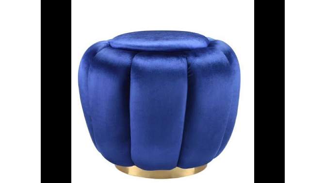 19&#34; Heiress Ottoman Sapphire Blue Velvet - Acme Furniture, 2 of 5, play video