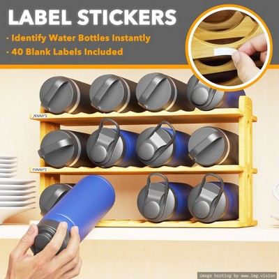 SpaceAid Bamboo Water Bottle Organizer with Labels for Kitchen and Pantry,(3-Tier, Hold 12 Bottles) — фото 3