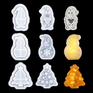 JDICTION 6 Pcs Christmas Resin Molds - Xmas Light Storage Box Epoxy Molds with Lid, Tree/Santa/Snowman Silicone Molds for Gift Box, Candlestick - 1 of 4