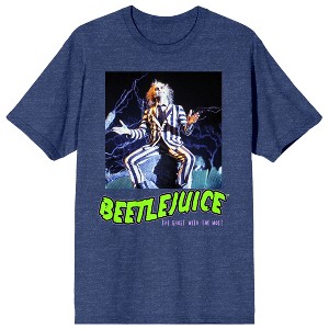 Beetlejuice Vintage Poster Art Crew Neck Short Sleeve Navy Heather Women's T-shirt - 1 of 3