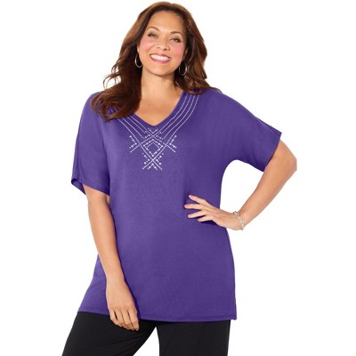 Catherines Women's Plus Size Embellished Dolman Tunic