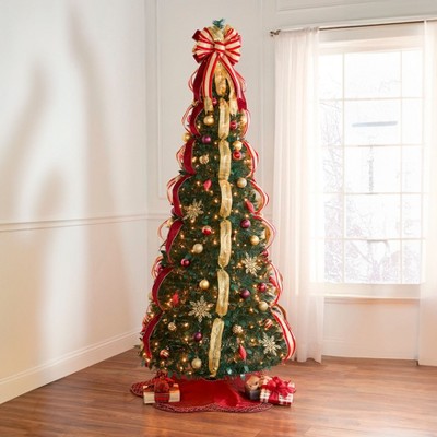 BrylaneHome 7.5 Ft Fully Decorated Pre-Lit Pop-Up Christmas Tree