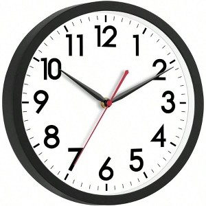 12 Inch Wall Clock Silent Non - Ticking Modern Analog Classic Clock Black Office Home Bathroom Kitchen Bedroom School - 1 of 4