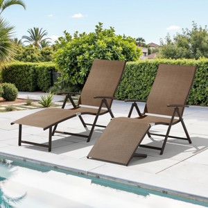 Crestlive Products Outdoor Aluminum Folding Recliner Adjustable Chaise Lounge (Set of 2) - 1 of 4