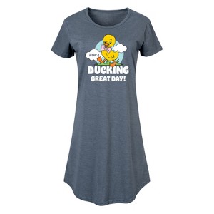Women's - Instant Message - Ducking Great Day Graphic T-shirt Dress - 1 of 4