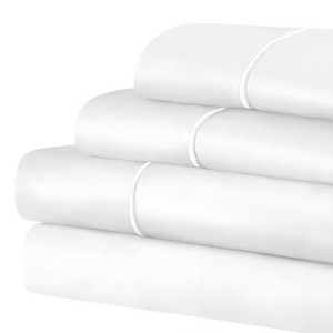 Premium Cotton 1500 Thread Count Embroidered Marrow Stitch Hem Deep Pocket Sheet Set by Blue Nile Mills - 1 of 4