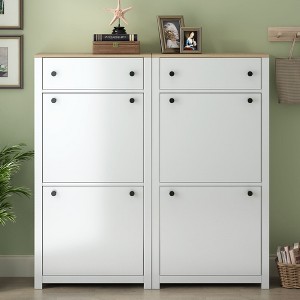 Okak Shoe Cabinet, Shoe Organizer with 4 Panel Flip Drawers and 2 Simple Drawers, Freestanding Shoe Rack for Entryway, Living Room, Hallway, White - 1 of 4