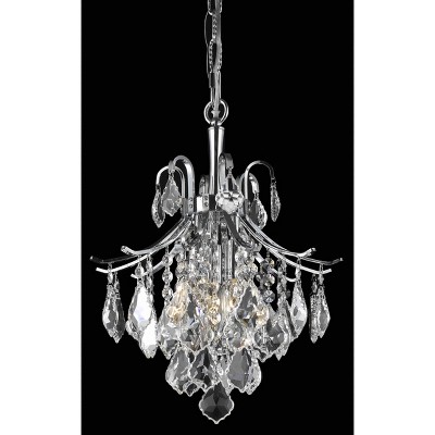 Amelia Chrome and Glass 3-Light Pendant with Crystals