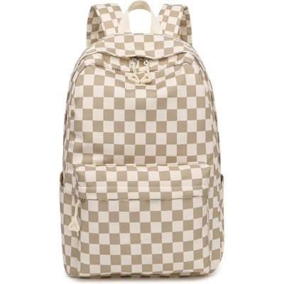 Attop Teen Girls School Backpack Women's Laptop Backpack College School Bag Middle School Travel Work Commuter Backpack (Brown Checkerboard)