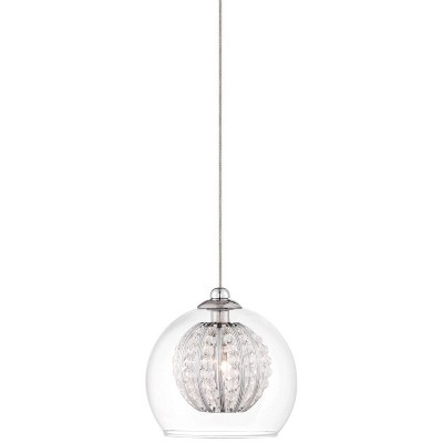 Possini Euro Design Chrome Mini Pendant Light 4 1/4" Wide Modern Clear Crystal Globe Glass Fixture for Kitchen Island Dining Room