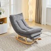 Hyleory Solid Wood Upholstered Rocking Chair with Retractable Hidden Footrest - 3 of 4