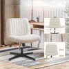 FONTOI Task and Office Chairs, Office Chair with Cross-Leg and Adjustable Height, Armless Swivel for Home Office, Beige, 25.9"*35"*25.5" - 3 of 4