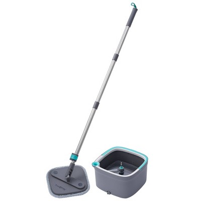 TrueClean Gray Microfiber Spin Mop and Bucket System