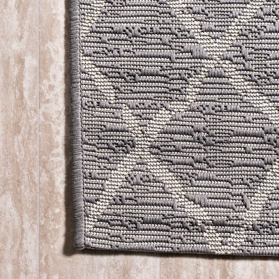 Madaba Bohemian Gray/Cream Moroccan Trellis Synthetic Runner Rug - 2x8