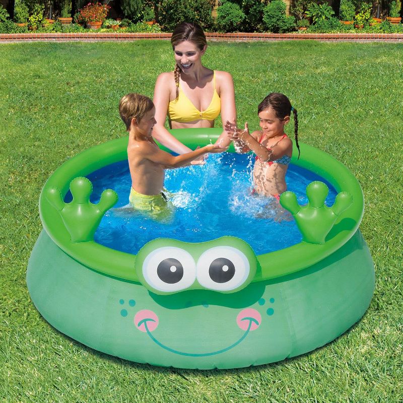 Summer Waves 6 Foot x 20 Inch Inflatable Frog Character Quick Set Kiddie Swimming Pool and Ball Pit with Fast Inflating Design, Green, 2 of 4