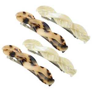 Unique Bargains Women's Tortoise Shell French Hair Barrettes 4 Pcs - 1 of 4