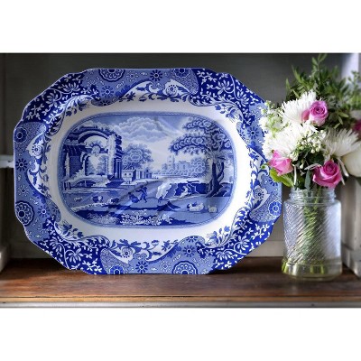 Blue Italian 14-Inch Ceramic Oval Serving Platter