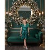 2Bunnies Girls' Christmas Holiday Party Feather Puff Sleeve Velvet Sequin Dress - 2 of 4