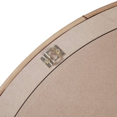 Natural Rattan Round Wall Mirror with Gold Finish