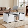 VEVOR 47.2in Farmhouse Lift Top Coffee Table,Rustic Center Table with Barn Door and Hidden Storage Compartment,Modern Rectangle Lifting Tabletop,White - 2 of 4