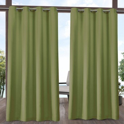 Set of 2 Delano Indoor/Outdoor Heavy Textured Grommet Top Light Filtering Window Curtain Panels - Exclusive Home